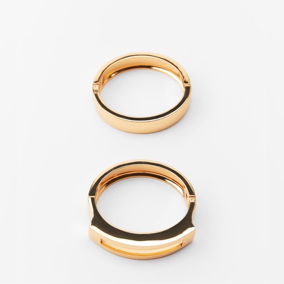 Zara Gold Tone Pair of Rigid Bracelets NWT - Picture 2 of 8